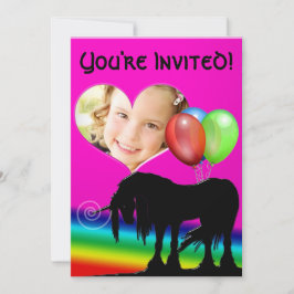 Convite Rainbow Unicorn Birthday (cartão com fotos)