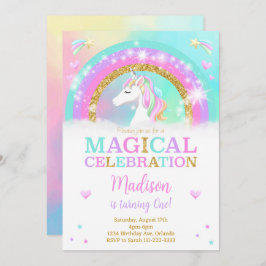 Convite Rainbow Unicorn Birthday Invite