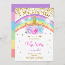 Convite Rainbow Unicorn Birthday Invite
