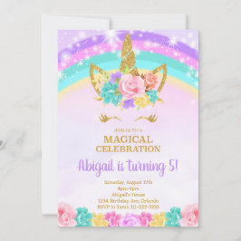 Convite Rainbow Unicorn Birthday Invite