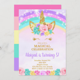 Convite Rainbow Unicorn Birthday Invite