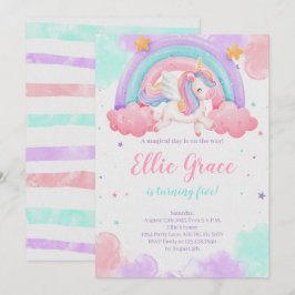 Convite Rainbow Unicorn Birthday Magical Unicorn