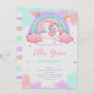 Convite Rainbow Unicorn Birthday Magical Unicorn