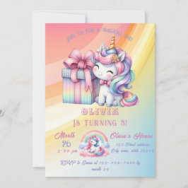 Convite Rainbow Unicorn Magic Moment Girl Birthday
