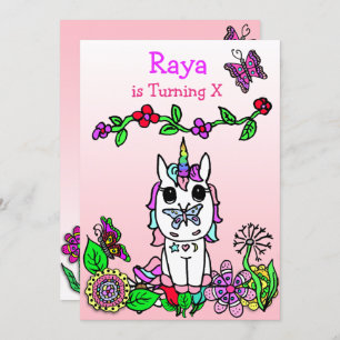 Convite Rainbow Unicorn Whimsical Birthday