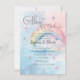 Convite Rainbow Watercolor Abstrato Gênero Reveal