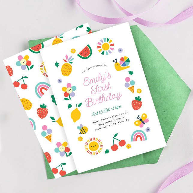 Convite Rainbows Sunshine Party Invite, Summer Birthday (Criador carregado)