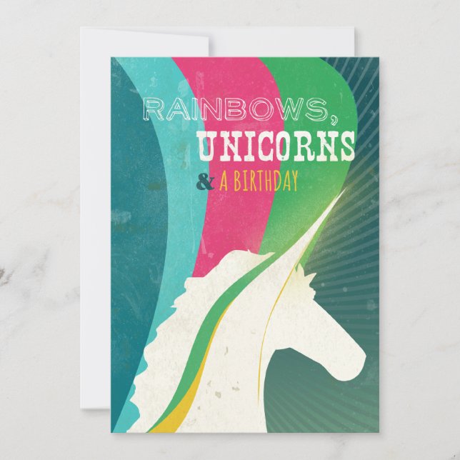 Convite Rainbows, Unicórnio e um Aniversário! (Frente)