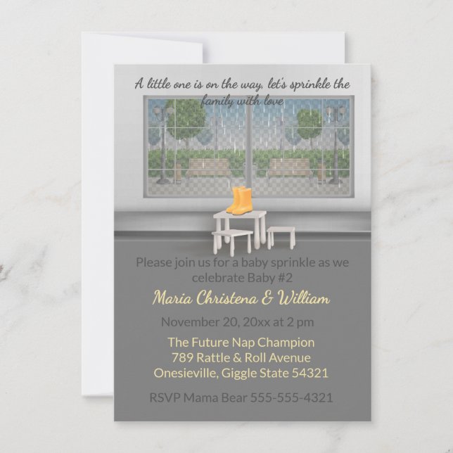 Convite Raindrops & Snuggles Baby Sprinkle Invitation (Frente)