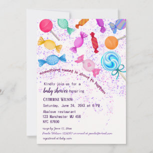 Convite Rainfall Lollipop Sweets Candyland Chá de fraldas