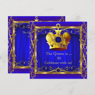 Convite Rainha Azul Roxo Dourado Festa de 50 Anos de Idade