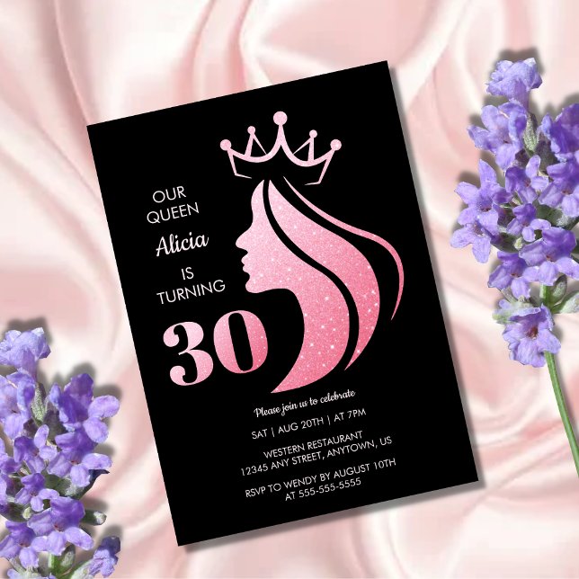 Convite Rainha Coroa Rosa-Rosa aniversário de 30 anos (Criador carregado)