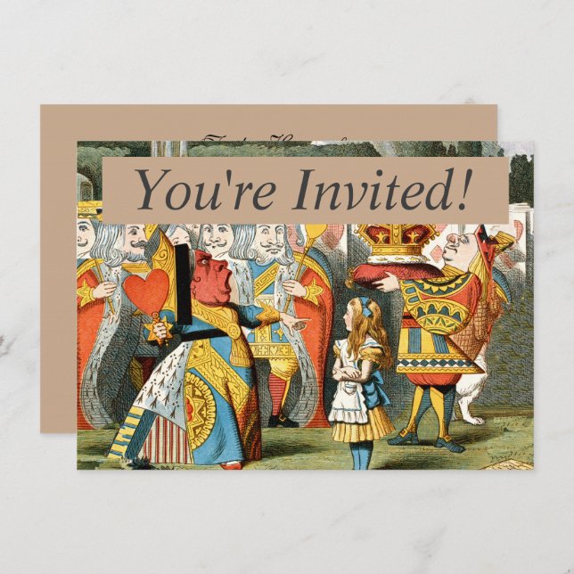 Convite Rainha de Copas de Alice no País das Maravilhas (Frente/Verso)