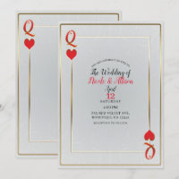 Rainha de Copas Dourada Vermelha e Branca Elegante