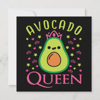Convite Rainha do Abacate Fofa com Coração Keto Garota Coz
