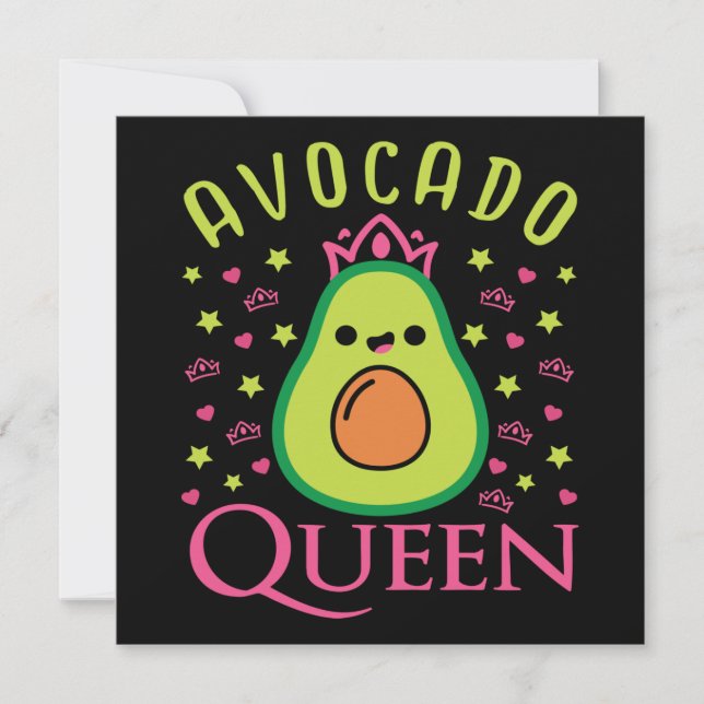 Convite Rainha do Abacate Fofa com Coração Keto Garota Coz (Frente)