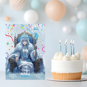 Convite Rainha do Gelo de Inverno Aniversário Infantil