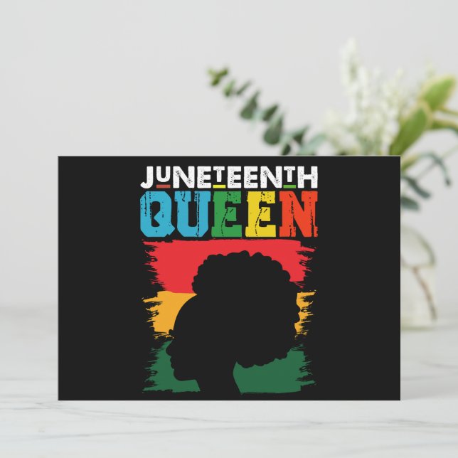Convite Rainha do Juneteenth Menina Afro Negra Melanina (Em pé/Frente)