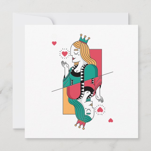 Convite Rainha do Pôquer Cartas de Copas Cassino Apostas G (Frente)