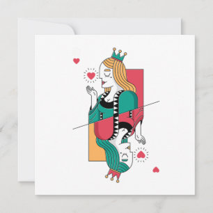 Convite Rainha do Pôquer Cartas de Copas Cassino Jogos de 