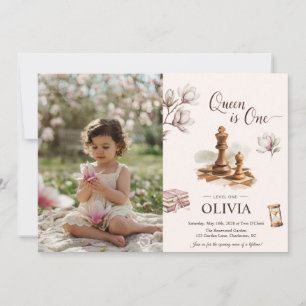 Convite Rainha É Uma Foto de Menina de Xadrez para Primeir