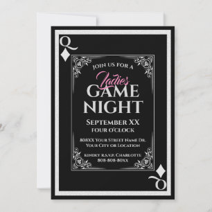 Convite Rainha Negra de Diamantes Noite de Jogos das Senho