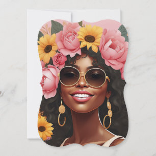 Convite Rainha negra floral afro melanina mulher amor
