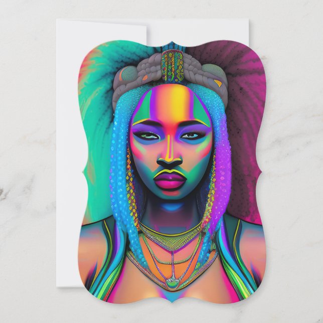 Convite Rainha negra melanina Mulher americana (Frente)