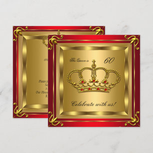 Convite Rainha ou Rei Regal Vermelho Dourado Aniversário 2