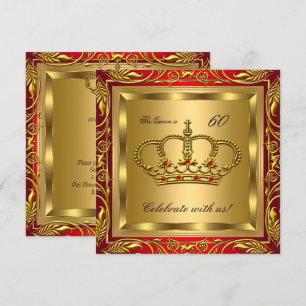 Convite Rainha ou Rei Regal Vermelho Dourado Festa de Aniv
