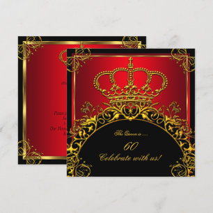 Convite Rainha ou Rei Regal Vermelho Dourado Festa de Aniv