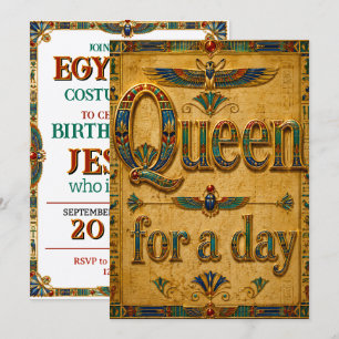 Convite Rainha Por Um Dia Tema Egípcio Aniversário
