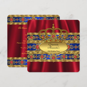 Convite Rainha Rei Príncipe Real Azul Regal Vermelho Coroa