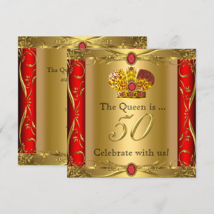 Convite Rainha Rei Real Vermelho Dourado 50º Festa de Aniv