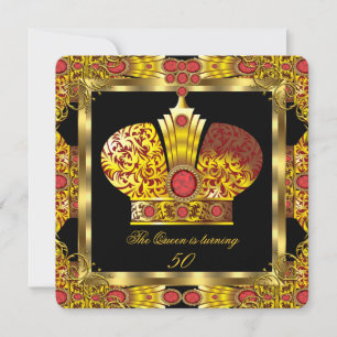 Convite Rainha Rei Real Vermelho Dourado Festa de Aniversá