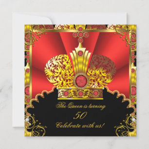 Convite Rainha Rei Real Vermelho Dourado Royal Festa de An