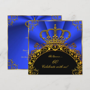Convite Rainha Rei Regal Ouro Azul Real Festa de Aniversár
