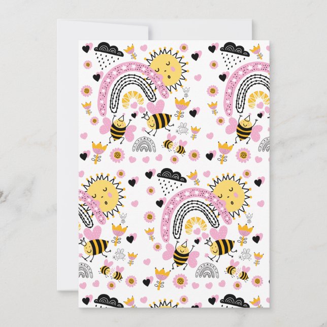 Convite Rainhas Bees Bonitas BFF, Menina, Presentes Rosa (Frente)