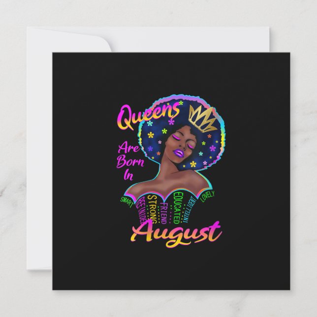 Convite Rainhas Mulheres Nascem Em Agosto Aniversário Pret (Frente)