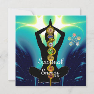 Convite RAIO DE ASCLEPIUS 7 CHAKRAS,YOGA LOTUS POSE Blue