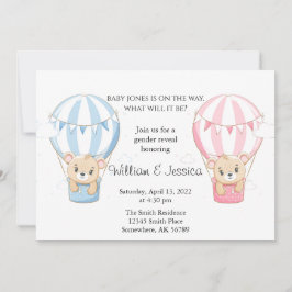 Convite Raio de Teddy Bear Ar Quente - Revolução de Gênero