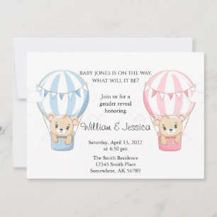 Convite Raio de Teddy Bear Ar Quente - Revolução de Gênero