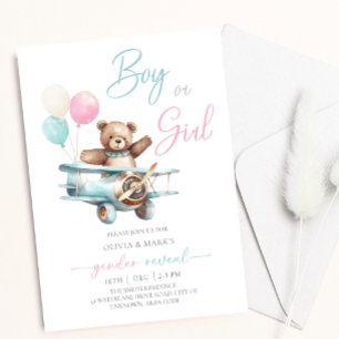 Convite Raio de Teddy no Avião Revolução do Gênero do Bebê