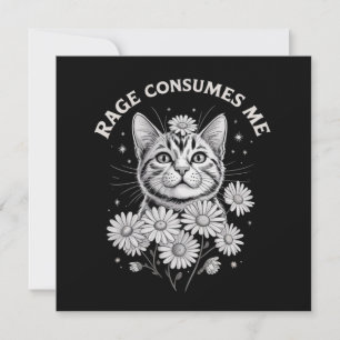Convite Raiva de Gato Me Consome Engraçado Sarcástico Flor