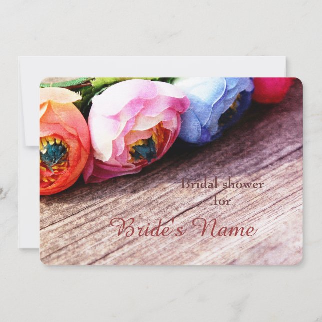 Convite Raiva rústica romântica ranúculus (Frente)