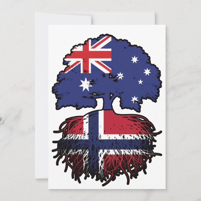 Convite Raízes de Árvore da Austrália Australiana noruegue (Frente)