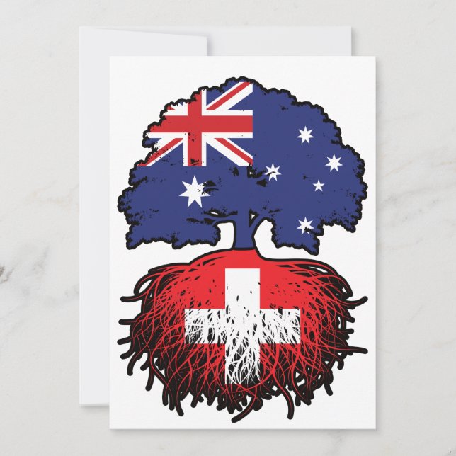 Convite Raízes de Árvore da Austrália Australiana suiça (Frente)