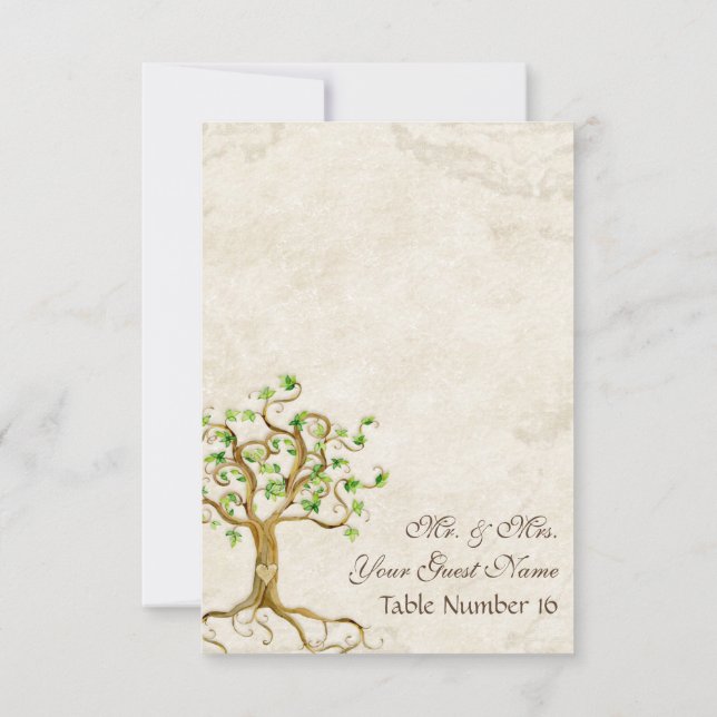Convite Raízes de Árvore Giratórias Número de Mesa Pergami (Verso)