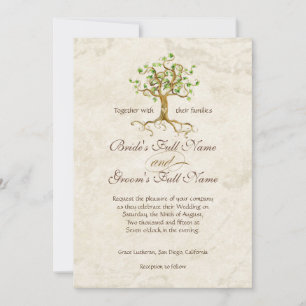 Convite Raízes de Árvore Rupcial Antibial Casamento com 