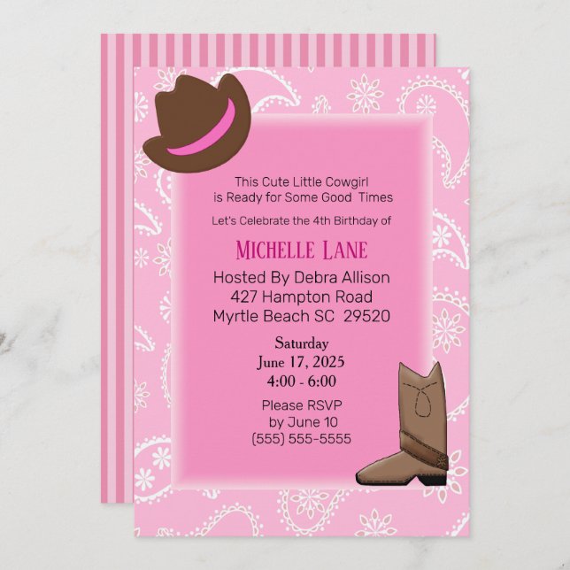 Convite Raízes de Vaca e Aniversário do Chapéu (Frente/Verso)